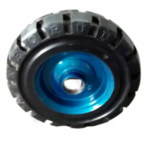 Rubber bonded trolley wheel blue aluminium centre square bore continuous tread 75mm to 200mm load capacity industrial material handling supplier Jodhpur