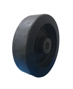 Rubber Bonded trolley wheel plain bore black smooth tread 100mm to 300mm light medium load chemical resistant industrial warehouse supplier Jodhpur