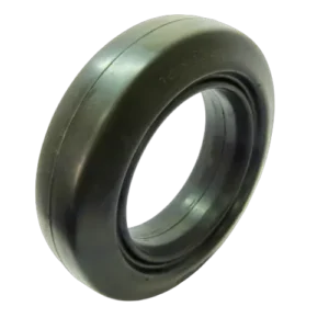 Solid rubber tyre trolley wheel smooth tread press fit black natural rubber 50 to 70 Shore A industrial material handling warehouse supplier Jodhpur